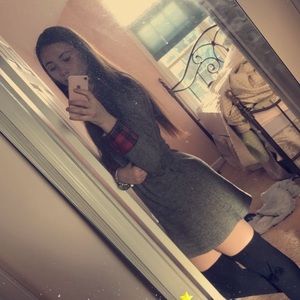 Mini sweater dress with collar and cuffs